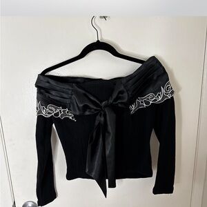 Elegant Black Off-Shoulder Top with Bow